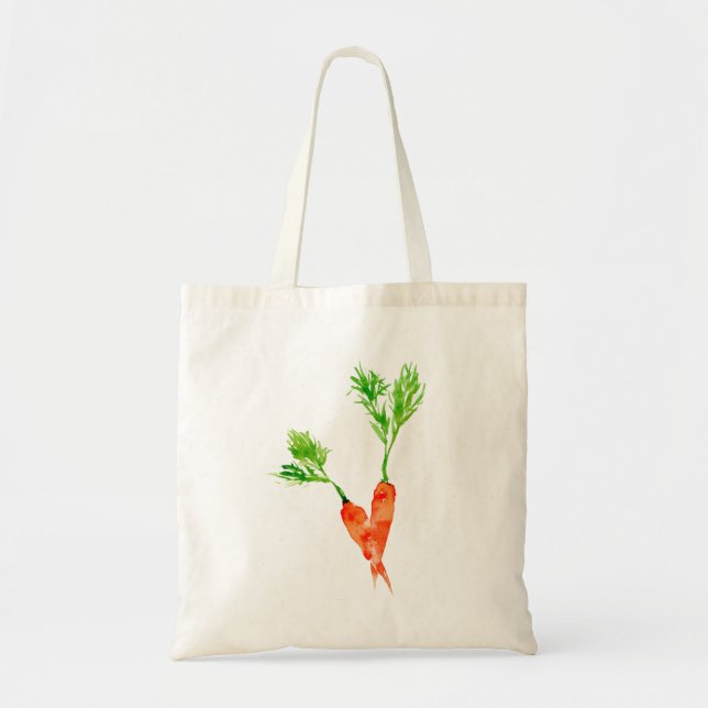 Bolsa Tote Cenoura laranja divertida padrão de aquarela veget (Frente)
