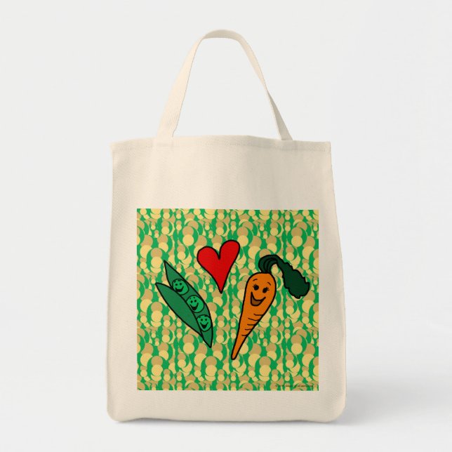 Bolsa Tote Cenouras do amor das ervilhas, saco de compras na (Frente)