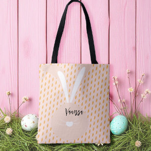 Bolsa Tote Cenouras E Coelhinho Fofo Rosa Verde Feliz Páscoa