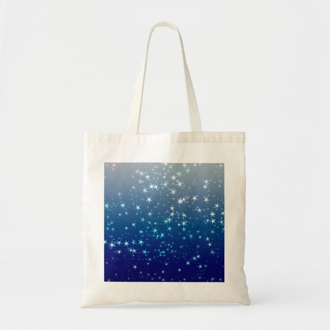 Bolsa Tote Centelhas de Natal Estrelas Céu Azul (Frente)