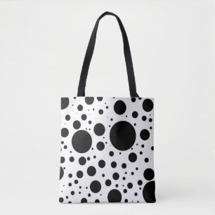 Bolsa Tote Centenas de Pontos e Círculos Pretos em Vários Tam