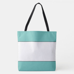 Bolsa Tote Centro Branco Chic com Listras de Azul Claro em Ci
