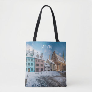 Bolsa Tote Centro de cidade de inverno de neve em Riga, Letón