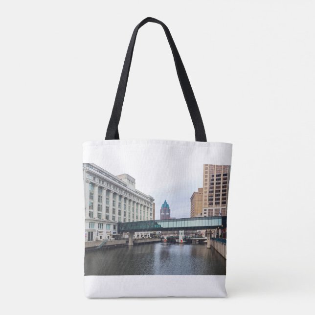 Bolsa Tote centro milwaukee riverfront e arquitetura (Verso)