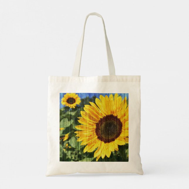 Bolsa Tote Cerca Pintada de Girassóis (Verso)
