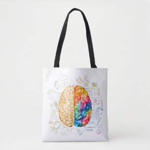 Bolsa Tote Cérebro Colorido - Ciência E Arte - Neurociência N