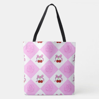 Bolsa Tote Cereja e rosa