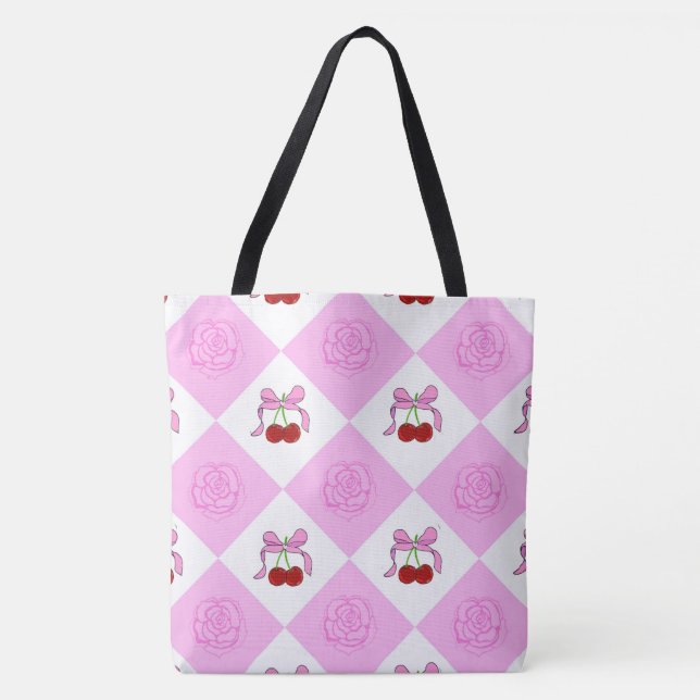 Bolsa Tote Cereja e rosa (Frente)