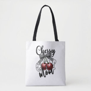Bolsa Tote Cereja Mãe Legal Vermelho Discoteca Cerejas Xadrez