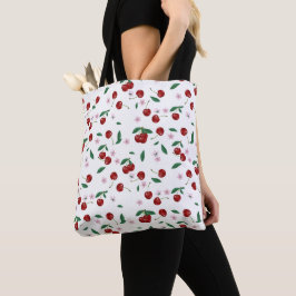 Bolsa Tote Cerejas Vermelhas Botânicas Verduras e Cerejeiras