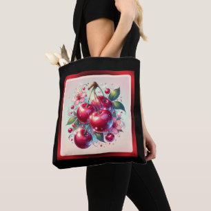 Bolsa Tote Cerejas Vermelhas Lindas Cerejas Floral Menina Ros