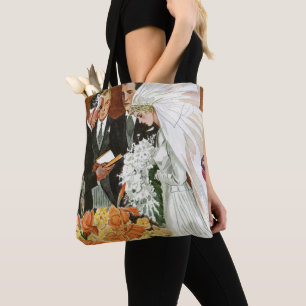 Bolsa Tote Cerimônia de Casamento Vintage com Noiva e Noivo