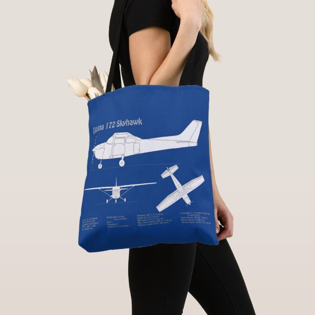Bolsa Tote Cessna 172 Skyhawk - Planos de Blueprint de avião  (Close Up)