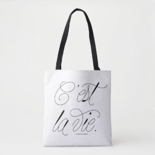 Bolsa Tote C'est La Vie - Tipografia Chic Personalizada