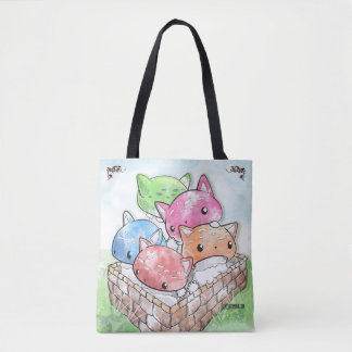 Bolsa Tote Cesta bonito de Kawaii do cogumelo do gatinho do