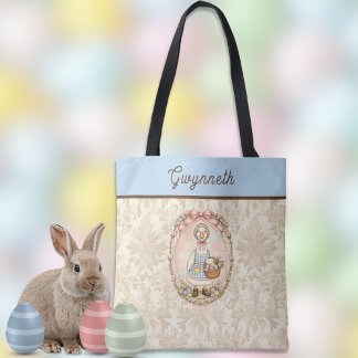 Bolsa Tote Cesta de Ovos de Páscoa Pastel Vintage Ganso Monog
