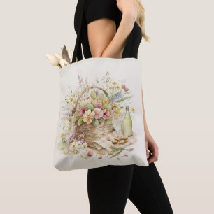Bolsa Tote Cesta de Piquenique com Garrafa de Vinho