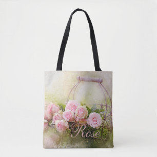 Bolsa Tote Cesta Rosa Rosa Rosa Rosa Rosa Rosa