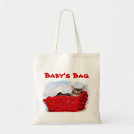 Bolsa Tote Cesta Vermelha Ecológica Reutilizável com Gatinho