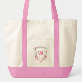 Bolsa Tote Cesto do Monograma do Carrinho de Golfe Rosa e Ver