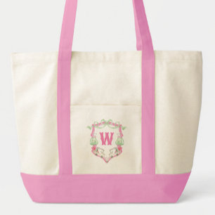 Bolsa Tote Cesto do Monograma do Carrinho de Golfe Rosa e Ver