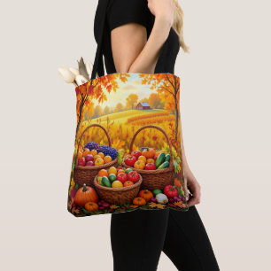Bolsa Tote Cestos Coloridos de Colheita de Outono