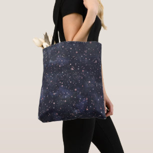 Bolsa Tote Céu Estelar Azul e Rosa Noturno Celestial Capricho