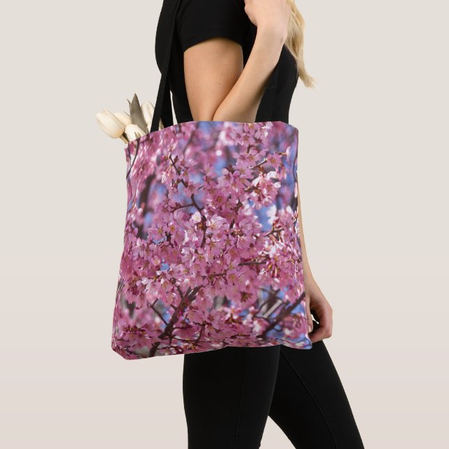 Bolsa Tote Céu Rosa Flor de Cerejeira Sakura (Close Up)