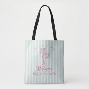 Bolsa Tote Chá de Bebê de Noiva Primavera Palma Verde Pastel 