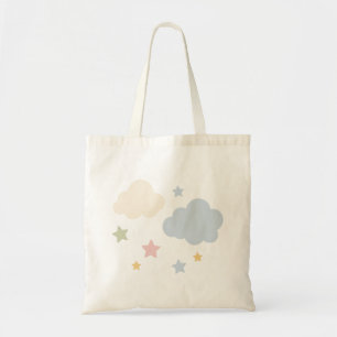 Bolsa Tote Chá de Bebê de Nuvens e Estrelas Pastéis