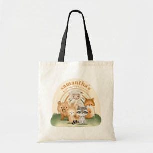 Bolsa Tote Chá de Bebê Família Fazenda Animal Arco-Íris Boho