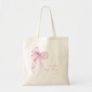 Bolsa Tote Chá de Bebê Moderno Rosa Coquete com Laço