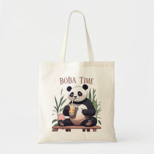 Bolsa Tote Chá de bolha de bebendo de Panda, chá de boba