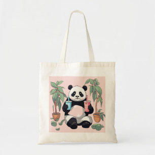 Bolsa Tote Chá de bolha de bebendo de Panda, chá de boba