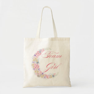 Bolsa Tote chá de fraldas cor-de-rosa com script na moda flor