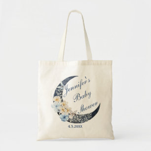 Bolsa Tote chá de fraldas de aquarela azul floral