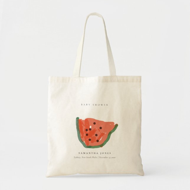Bolsa Tote Chá de fraldas de Fruta de Melancia Desenhada à Mã (Frente)