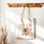 Bolsa Tote Chá de fraldas Floral de Colorida de Água Boho Per<br><div class="desc">Banda de Toques Personalizada de Chá de fraldas Floral com Cor de Água Púrpura e Cor-de-Obra</div>