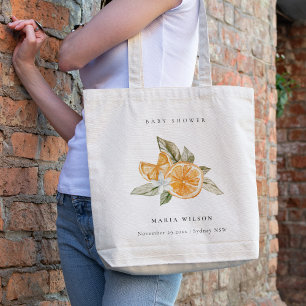 Bolsa Tote Chá de fraldas Mínimo Laranja Botânico Leafy Boho