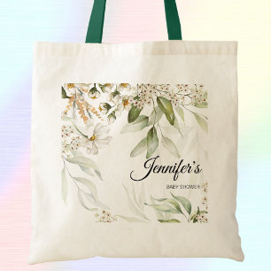 Bolsa Tote Chá de fraldas Neutral Boho Elegant Fine Art Flora