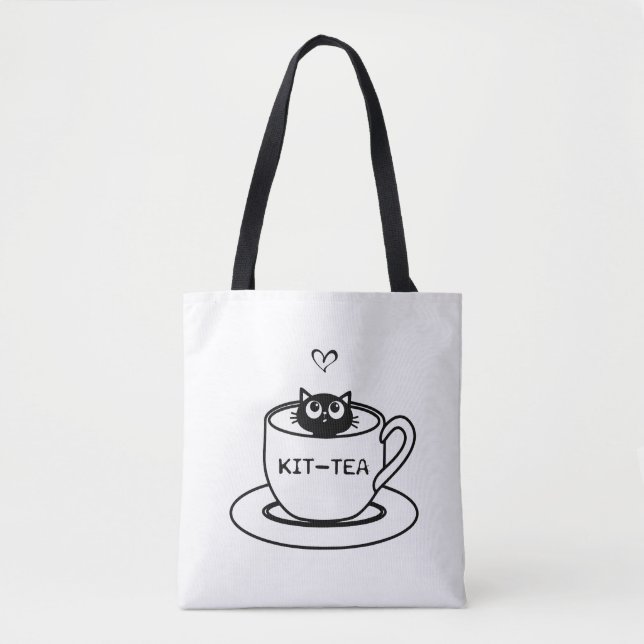 Bolsa Tote chá de kit | design de amante de gatos (Frente)