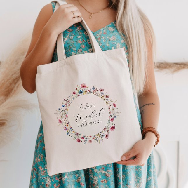 Bolsa Tote Chá de noiva de flores de festa de jardim francês (Criador carregado)