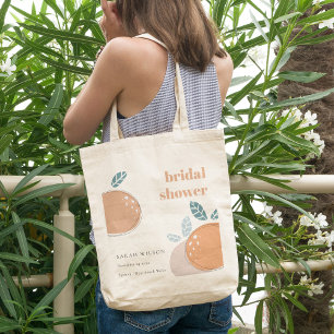 Bolsa Tote Chá de panela Abstrato de Grama de Fruta Laranja