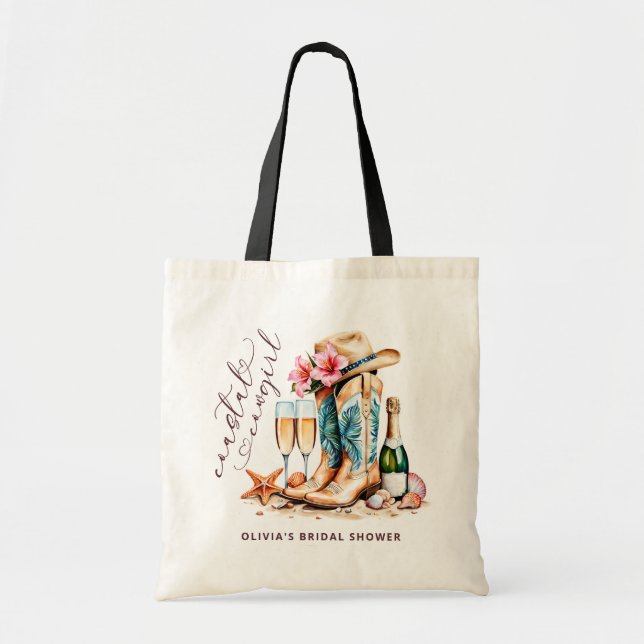 Bolsa Tote Chá de panela de Aquarela Moderna da Cowgirl Coste (Frente)