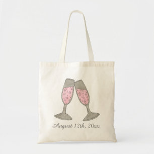 Bolsa Tote Chá de panela de Casamento de Champanhe Rosa Bubbl