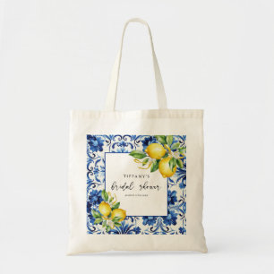 Bolsa Tote Chá de panela de limões Azulejos azuis do Mediterr