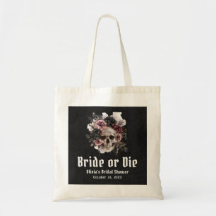 Bolsa Tote Chá de panela do Halloween Floral Skull Brid ou Mo