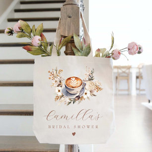 Bolsa Tote Chá de panela Floral Café Boho