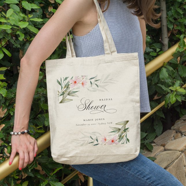 Bolsa Tote Chá de panela Floral Rustic Blush Greenery (Criador carregado)
