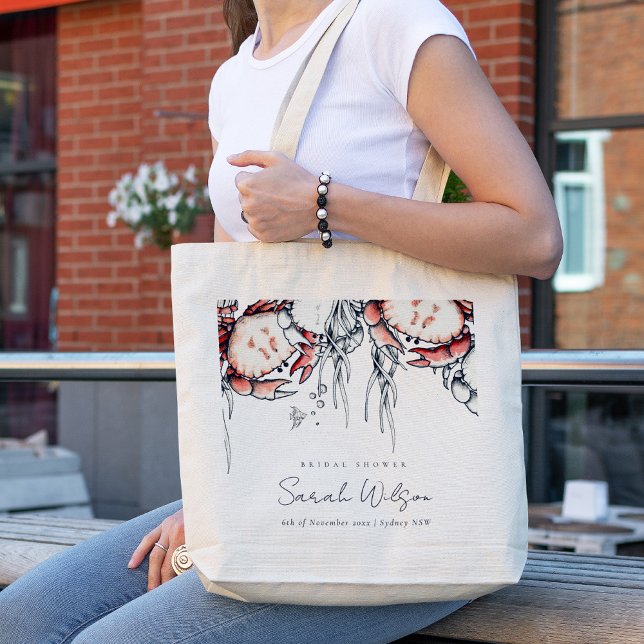 Bolsa Tote Chá de panela Náutico do Caranguejo Marinho Vermel (Criador carregado)